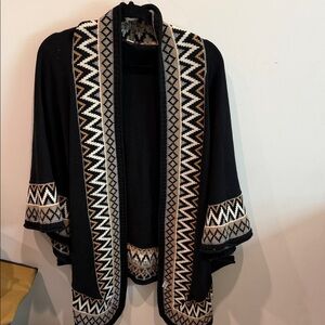 Ella Black and Cream Patterned Cardigan